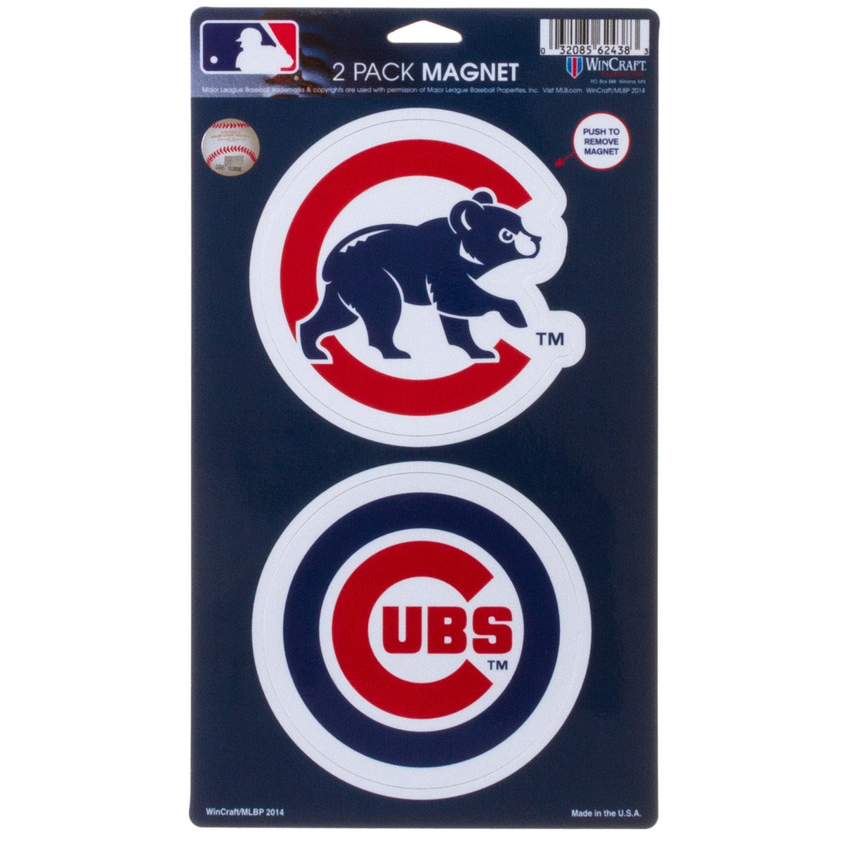 Chicago Cubs Two-Pack Crawl Bear/Bullseye Magnets product image 1, provided for visual reference and product detail review