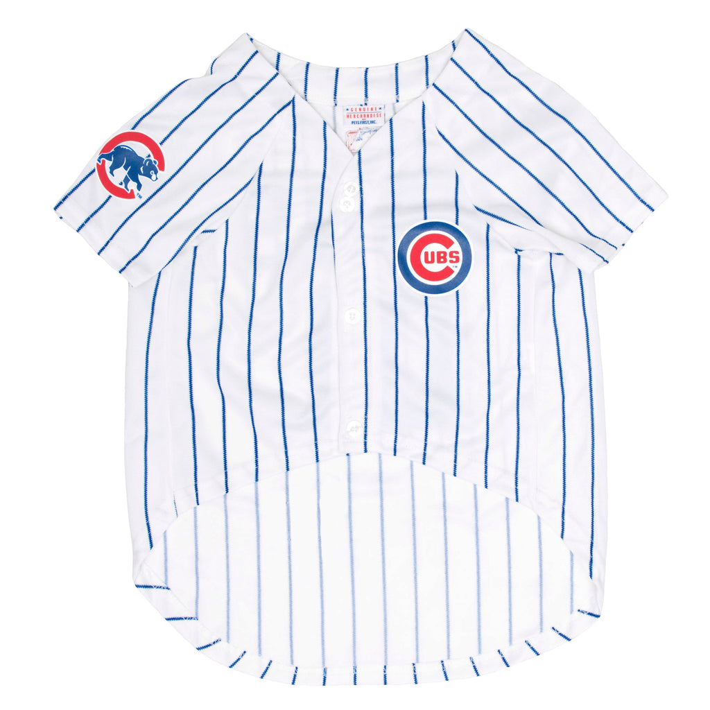 Chicago Cubs Pinstripe Dog Jersey product image 2, provided for visual reference and product detail review