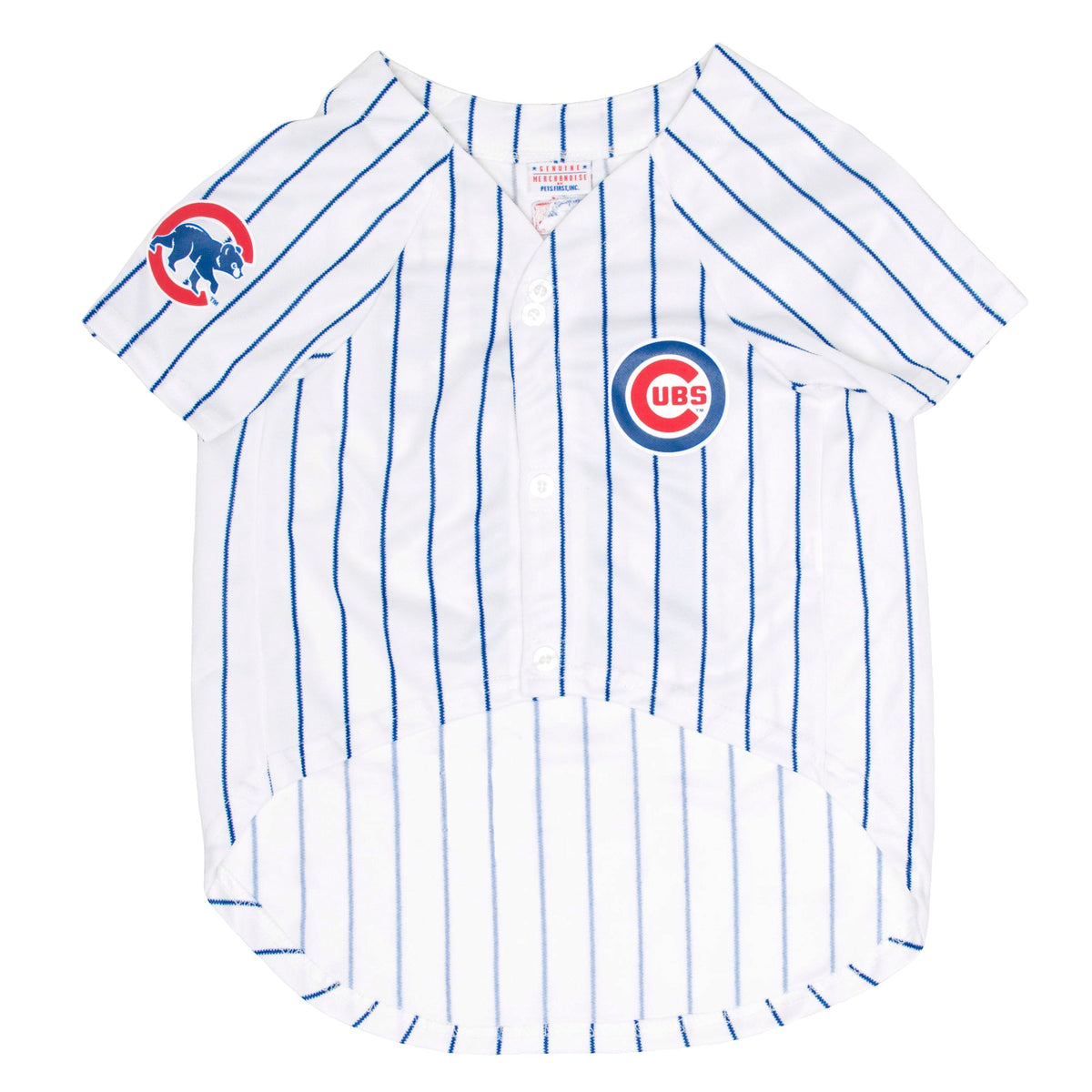 Chicago Cubs Pinstripe Dog Jersey product image 2, provided for visual reference and product detail review