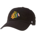 Chicago Blackhawks Black Indian Head Logo Adjustable Clean-Up Hat product image 1, provided for visual reference and product