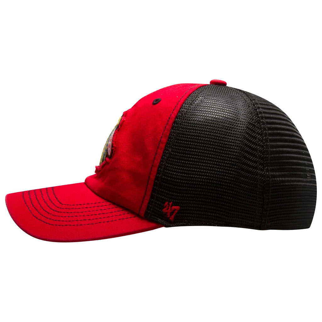 Chicago Blackhawks Red and Black Primary Logo Mesh Back Flex Fit Hat product image 3, provided for visual reference and