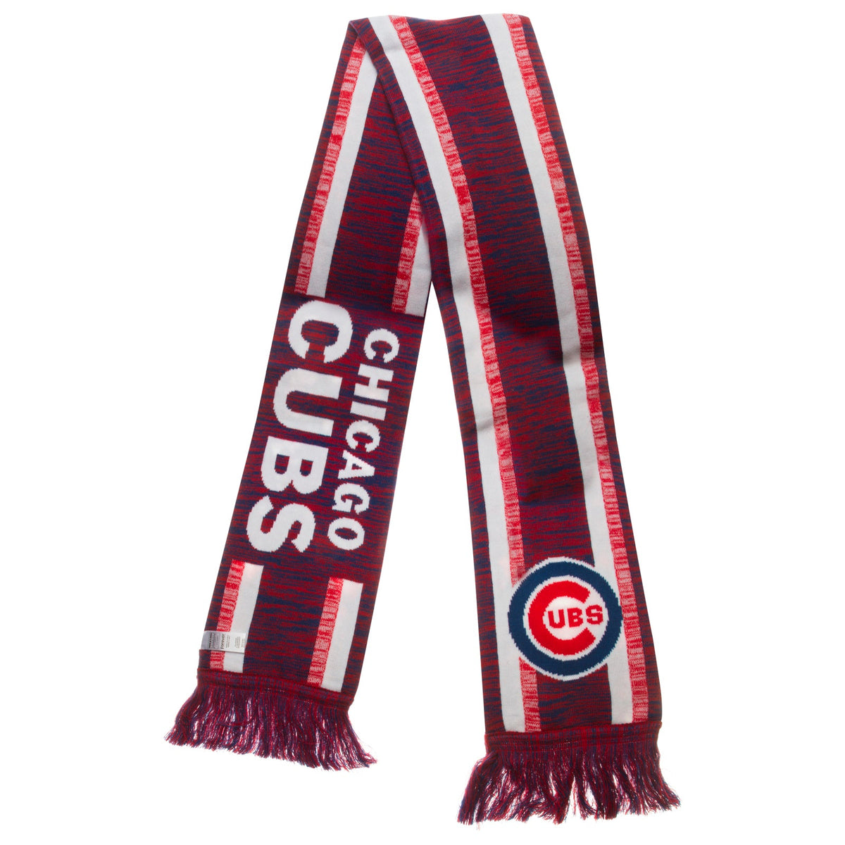 Chicago Cubs Red, White, and Blue Color Blend Knit Scarf product image 1, provided for visual reference and product detail