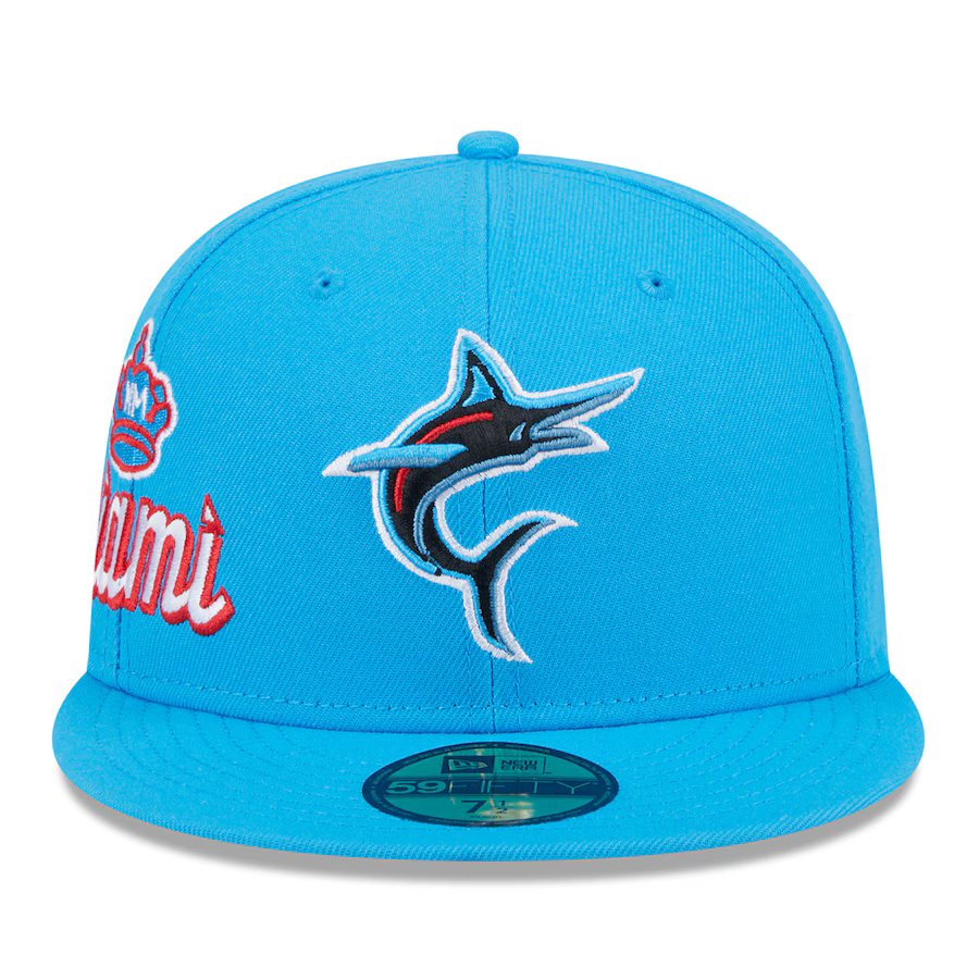 New Era Miami Marlins City Connect Icon 59FIFTY Fitted Hat-Blue/Red product image 3, provided for visual reference and