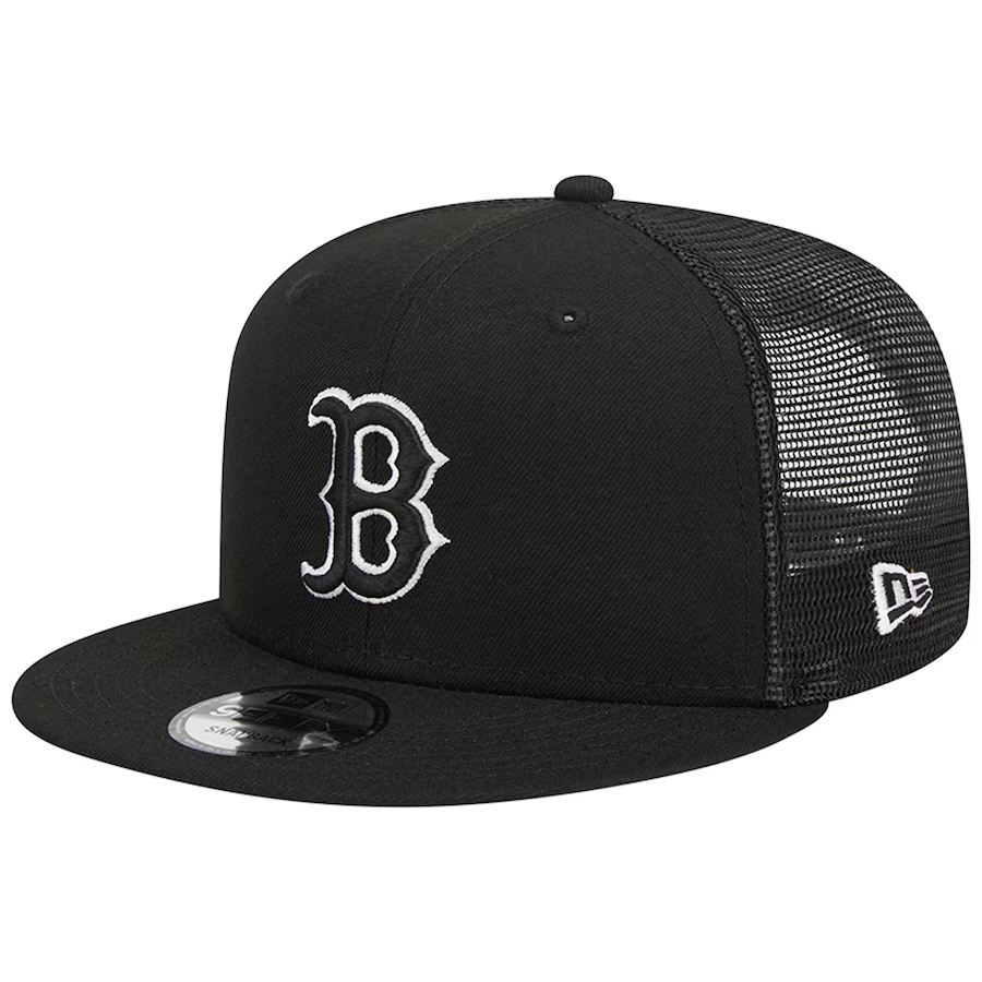 New Era Boston Red Sox Trucker 9FIFTY Snapback Hat-Black/White product image 1, provided for visual reference and product