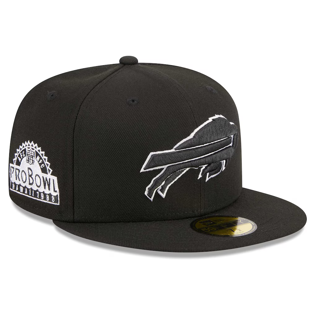 New Era Buffalo Bills Pro Bowl 1988 Side Patch 59FIFTY Fitted Black & White Hat product image 1, provided for visual