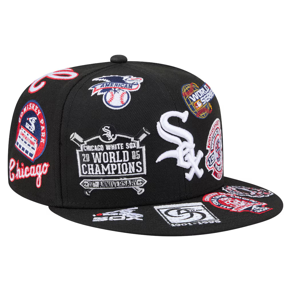 New Era Chicago White Sox All Over 59FIFTY Fitted Hat - Black product image 1, provided for visual reference and product