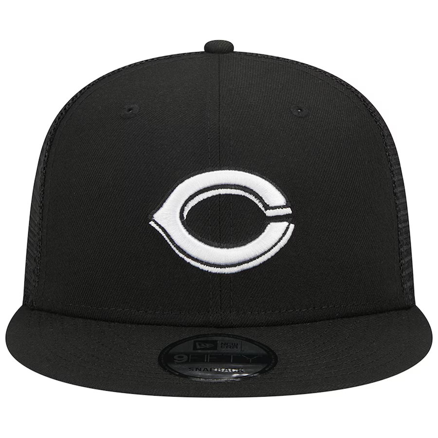 New Era Cincinnati Reds Trucker 9FIFTY Snapback Hat-Black/White product image 3, provided for visual reference and product