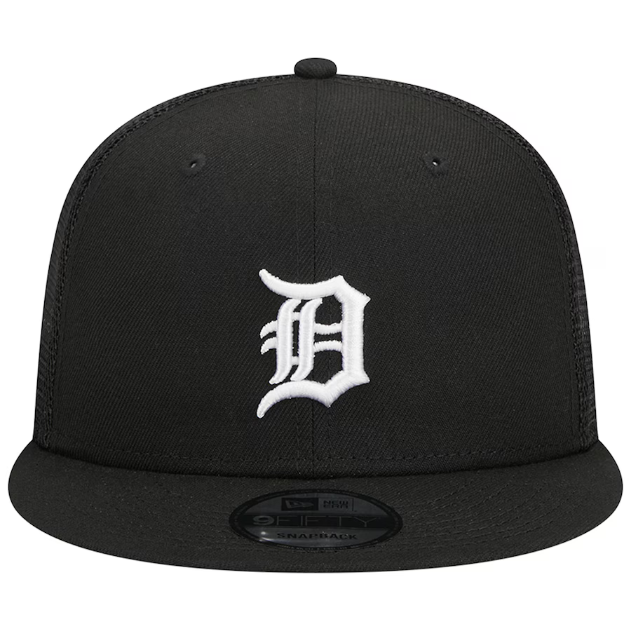 New Era Detroit Tigers Trucker 9FIFTY Snapback Hat-Black/White product image 3, provided for visual reference and product