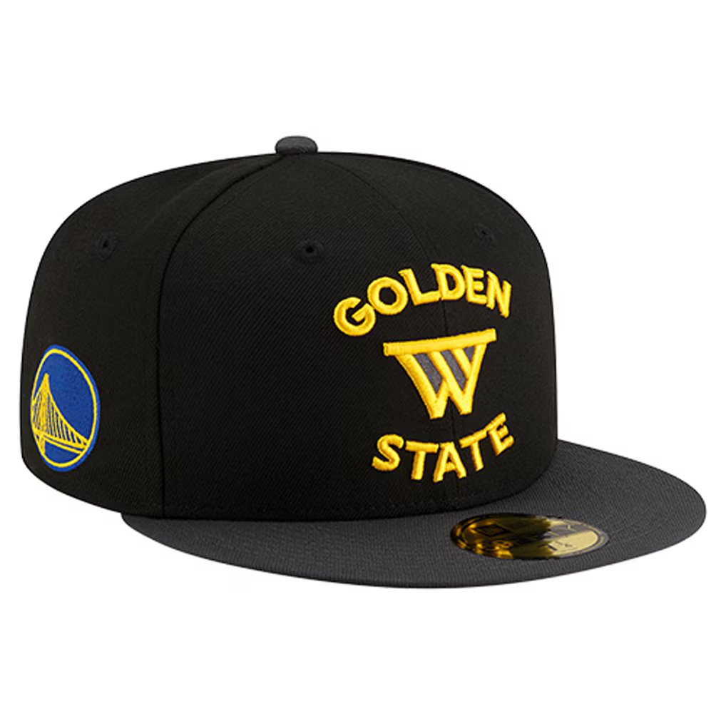 New Era Golden State Warriors Statement Edition 59FIFTY Fitted Hat-Black product image 1, provided for visual reference and
