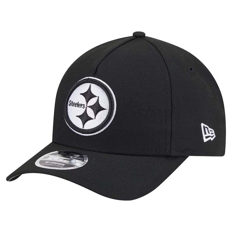 New Era Pittsburgh Steelers M-Crown A-FRAME 9FORTY Adjustable Hat-Black/White product image 2, provided for visual reference