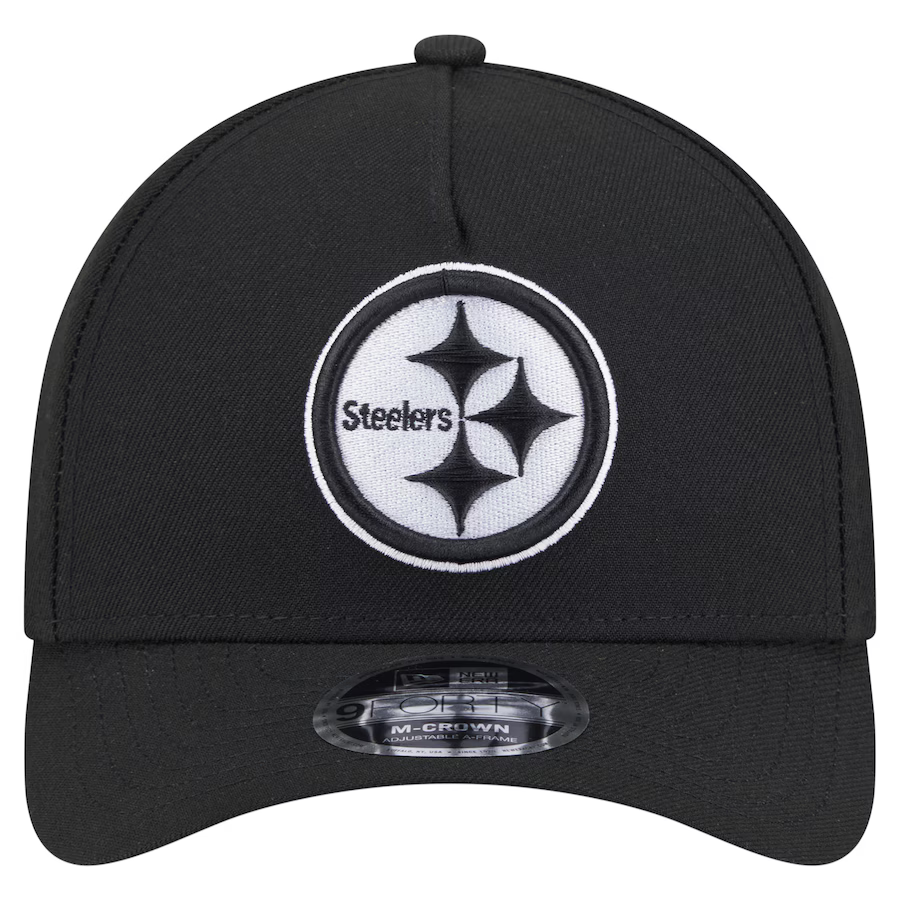 New Era Pittsburgh Steelers M-Crown A-FRAME 9FORTY Adjustable Hat-Black/White product image 3, provided for visual reference