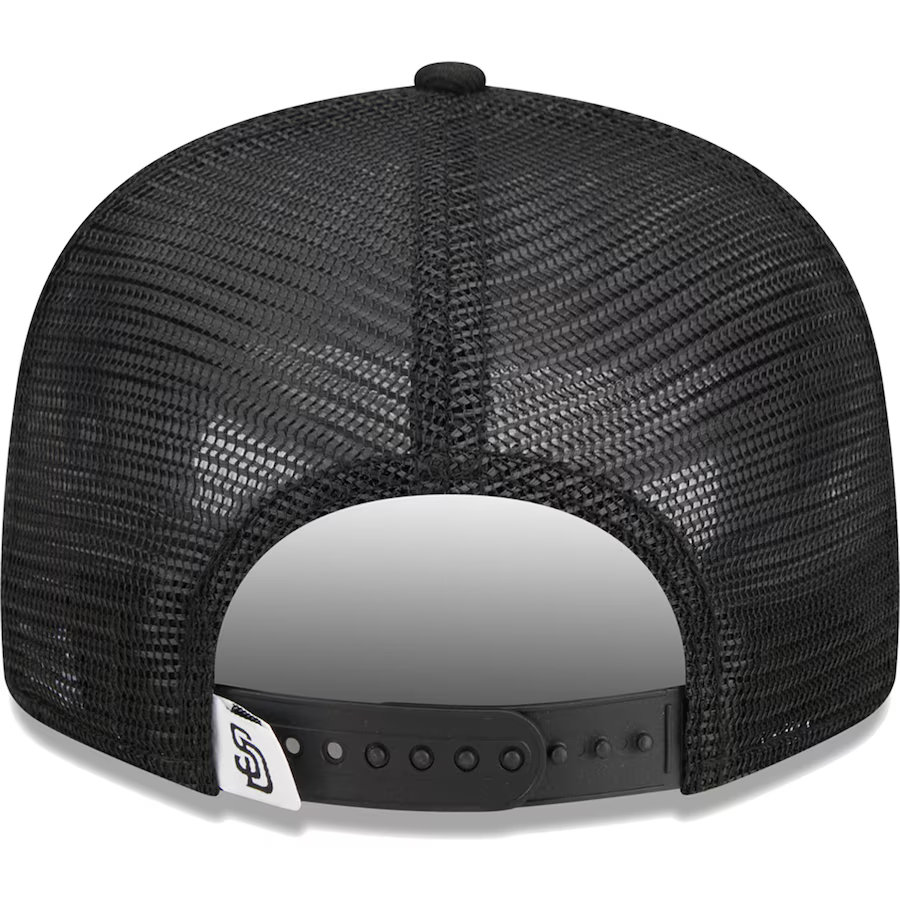 New Era San Diego Padres 9FIFTYTrucker Snapback Hat-Black/White product image 4, provided for visual reference and product