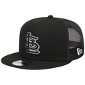 New Era St. Louis Cardinals Trucker 9FIFTY Snapback Hat-Black/White product image 1, provided for visual reference and