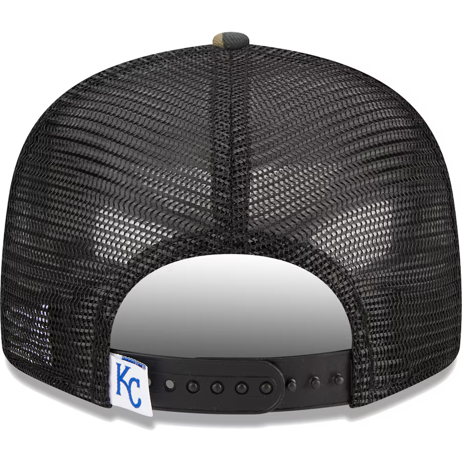 New Era Kansas City Royals Woodland Camo Trucker 9FIFTY Snapback Hat product image 4, provided for visual reference and