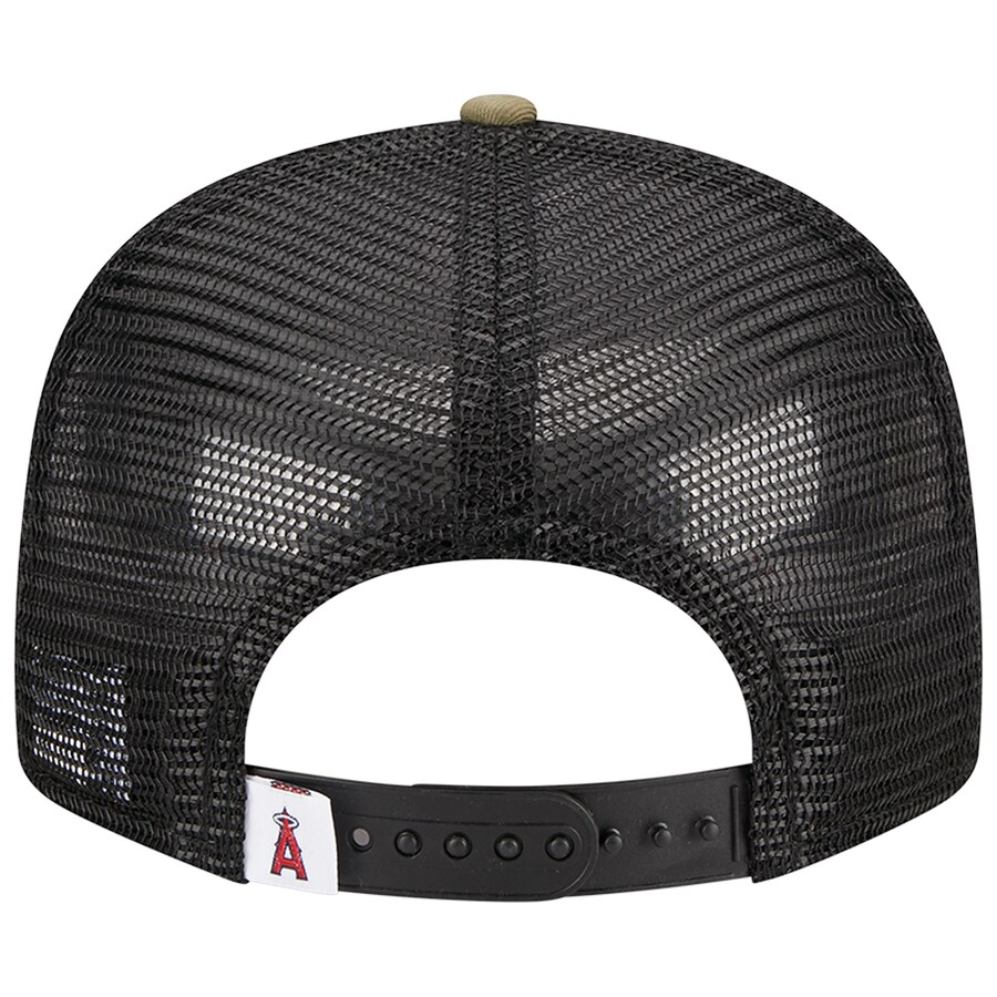 New Era Los Angeles Angels Woodland Camo Trucker 9FIFTY Snapback Hat-Camo/Black product image 4, provided for visual