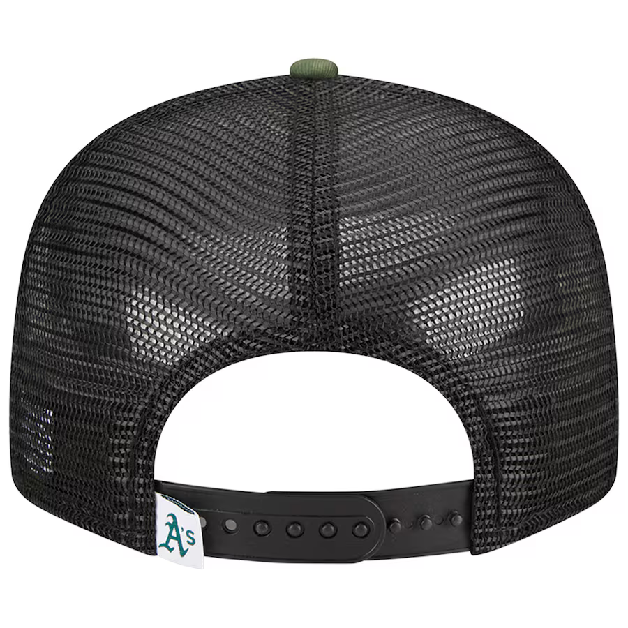 New Era Oakland Athletics Woodland Camo Trucker 9FIFTY Snapback Hat-Camo/Black product image 4, provided for visual