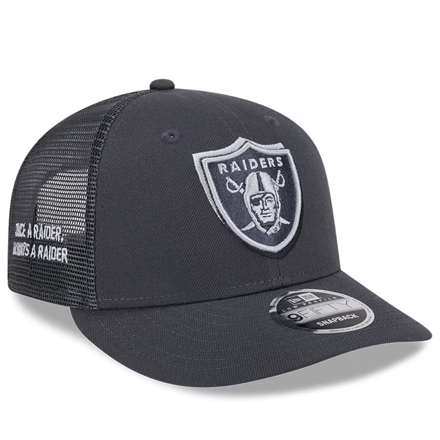 New Era Men Las Vegas Raiders 2024 NFL Draft On Stage Low Profile 9Fifty Trucker Adjustable Hat product image 1, provided
