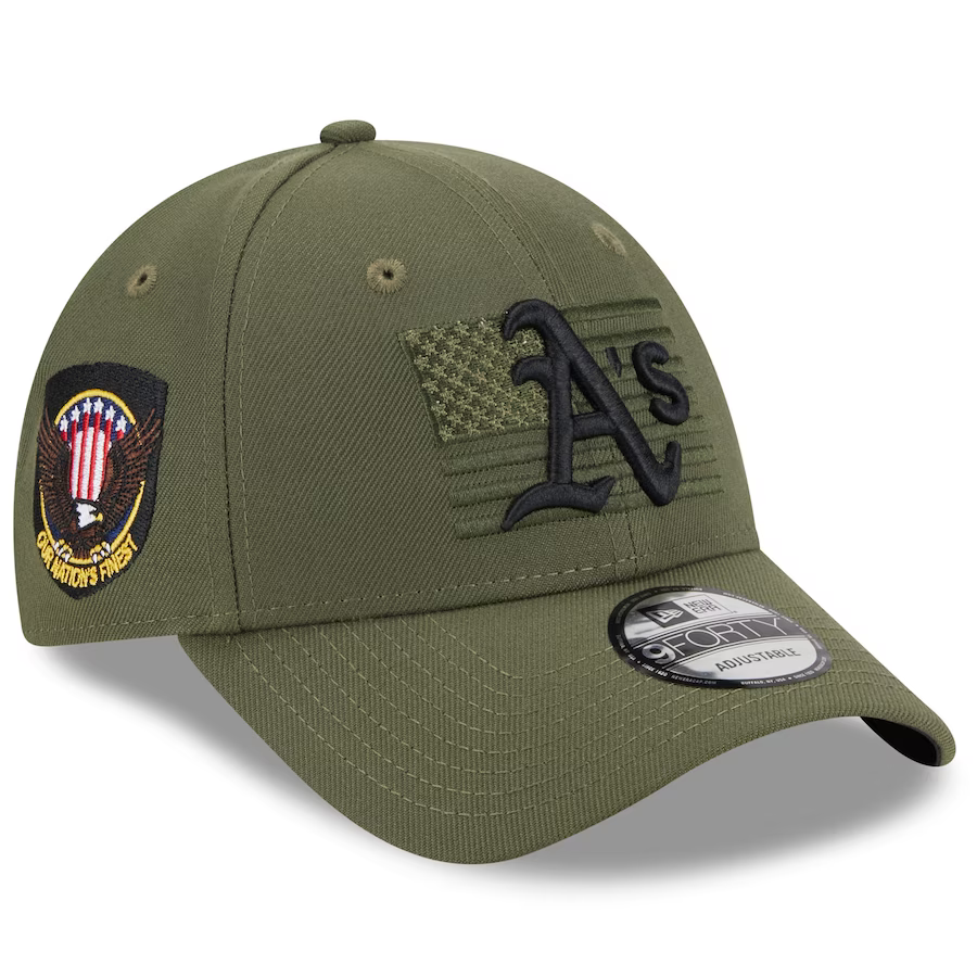 New Era Oakland Athletics Armed Forces Weekend 9FORTY Stretch Snap Hat product image 1, provided for visual reference and