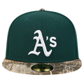 New Era Oakland Athletics Green Realtree Camo 59FIFTY Fitted Hat product image 1, provided for visual reference and product