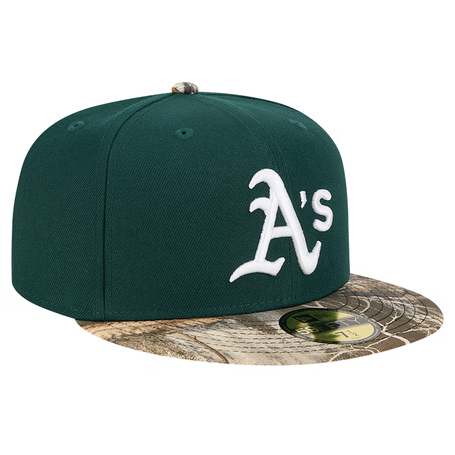 New Era Oakland Athletics Green Realtree Camo 59FIFTY Fitted Hat product image 3, provided for visual reference and product