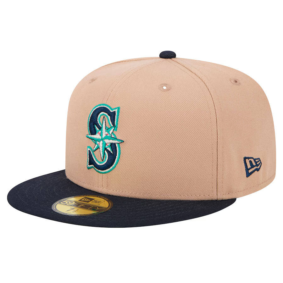 New Era Seattle Mariners 59FIFTY Fitted Hat-Camel product image 2, provided for visual reference and product detail review
