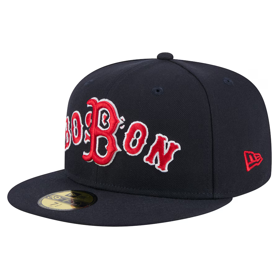 New Era Boston Red Sox Overlap 59FIFTY Fitted Hat-Navy product image 3, provided for visual reference and product detail