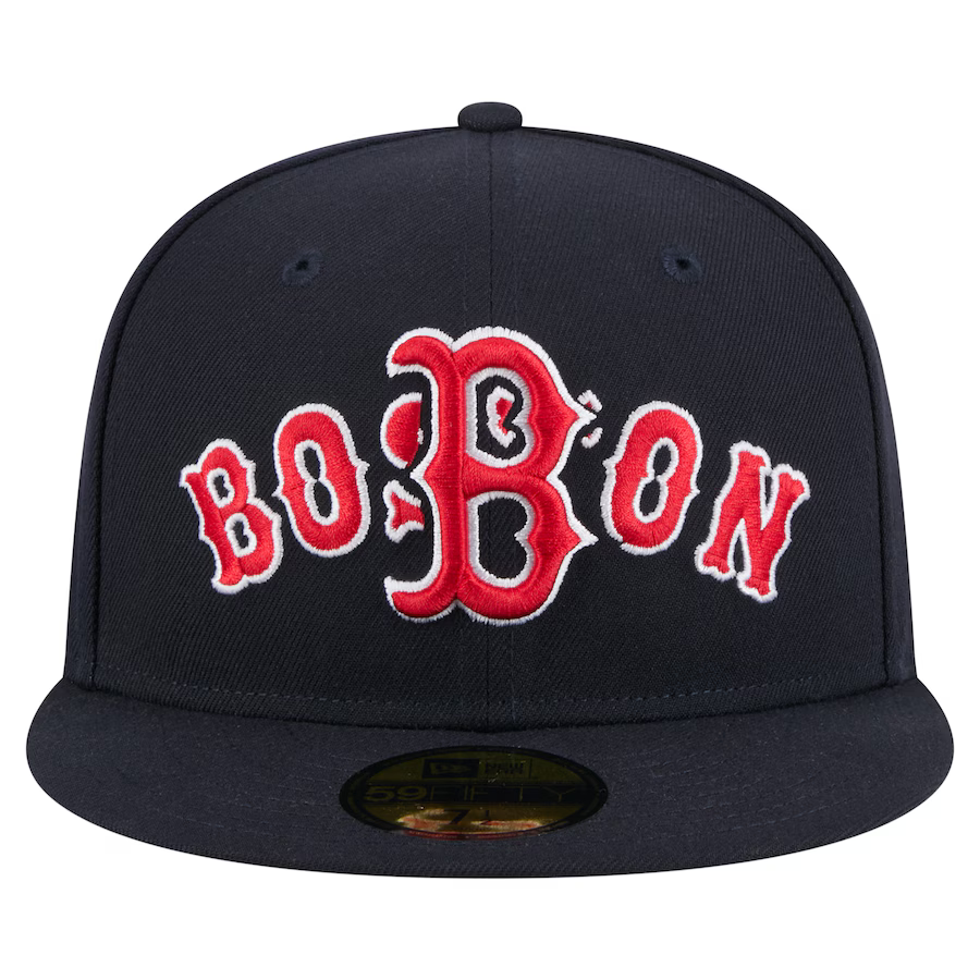New Era Boston Red Sox Overlap 59FIFTY Fitted Hat-Navy product image 1, provided for visual reference and product detail