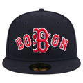 New Era Boston Red Sox Overlap 59FIFTY Fitted Hat-Navy product image 1, provided for visual reference and product detail