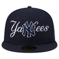New Era New York Yankees Overlap 59FIFTY Fitted Hat-Navy product image 1, provided for visual reference and product detail