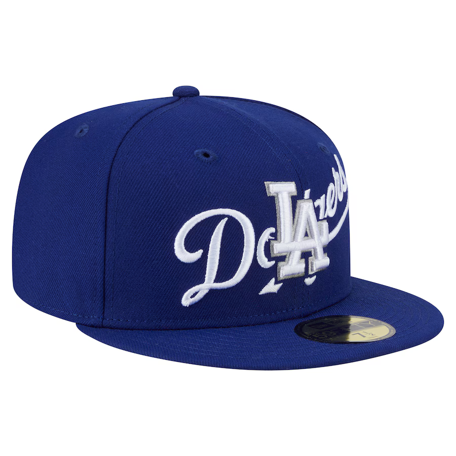 New Era Los Angeles Dodgers Overlap 59FIFTY Fitted Hat-Royal product image 2, provided for visual reference and product