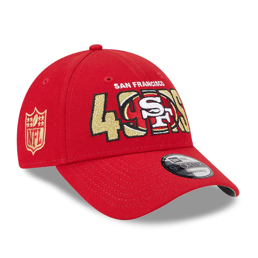New Era San Francisco 49ERS 2023 NFL Draft 9FORTY Adjustable Hat - Red product image 1, provided for visual reference and