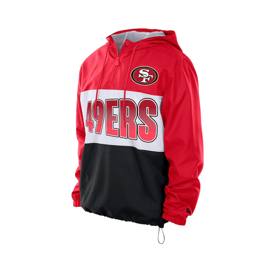 New Era San Francisco 49ers Ripstop Quarter-Zip Hooded Windbreaker product image 1, provided for visual reference and