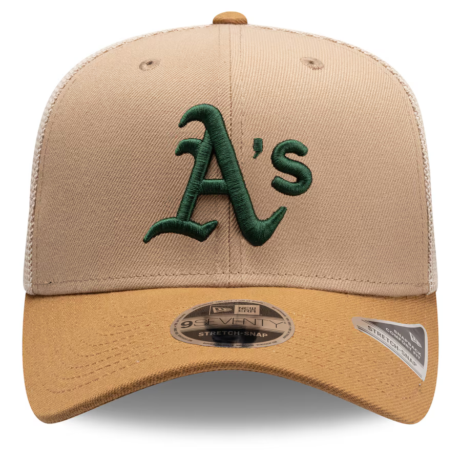 New Era Athletics 9SEVENTY Trucker Stretch-Snap Hat - Stone product image 3, provided for visual reference and product