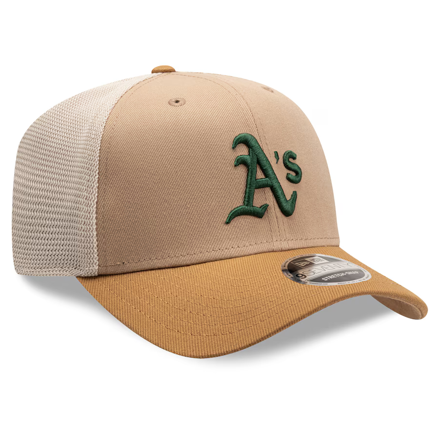 New Era Athletics 9SEVENTY Trucker Stretch-Snap Hat - Stone product image 1, provided for visual reference and product