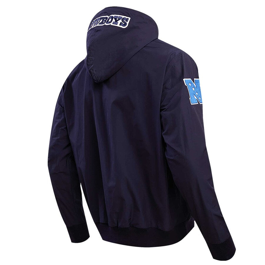 Pro Standard Dallas Cowboys Hybrid Woven FZ Hoodie-Navy product image 2, provided for visual reference and product detail