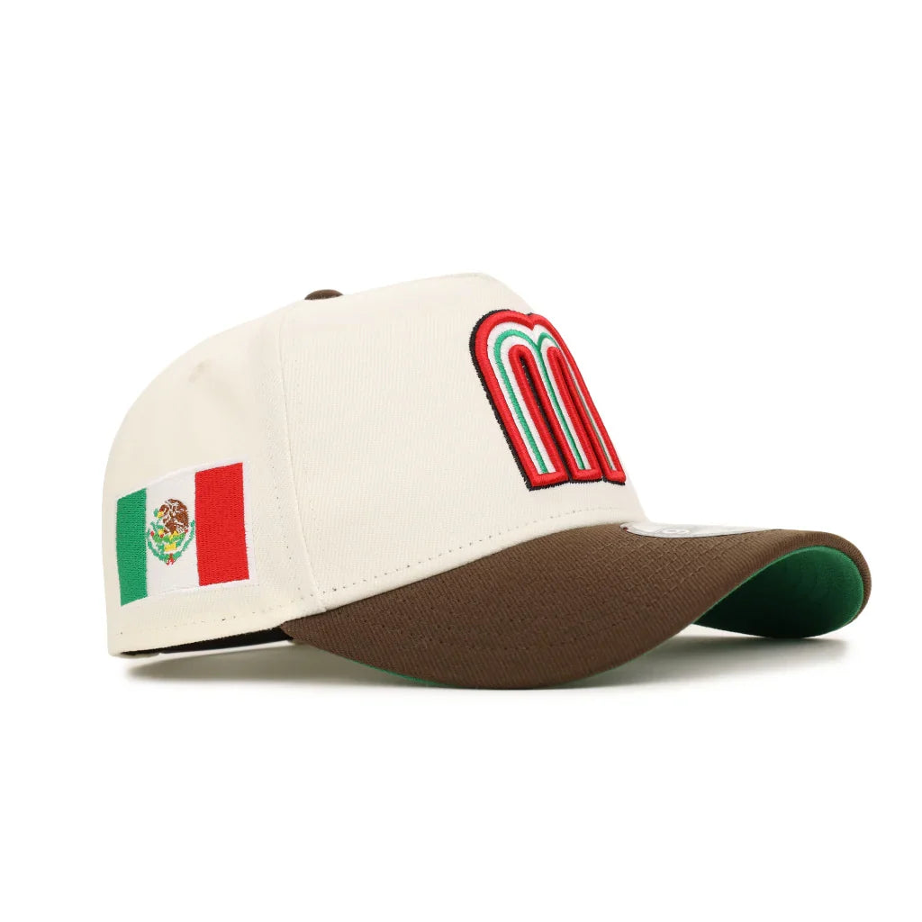 New Era Mexico WBC 9FORTY A-Frame Snapback Hat-Chrome/Walnut product image 2, provided for visual reference and product