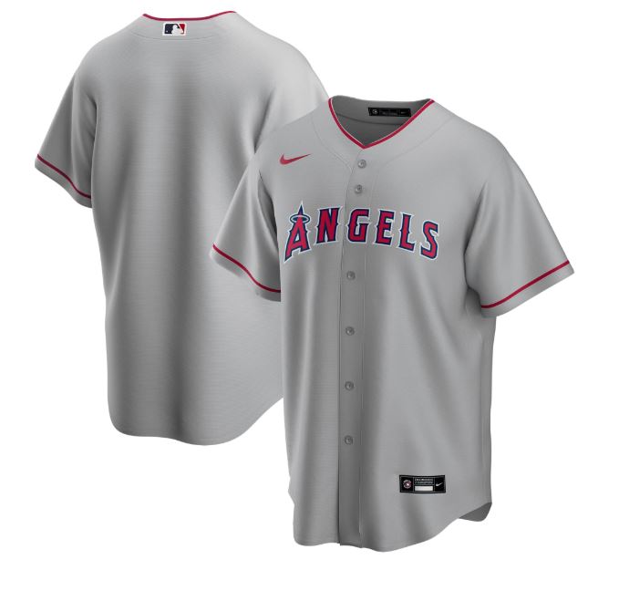Nike Men Los Angeles Angels Gray Road 2020 Replica Team Jersey product image 1, provided for visual reference and product