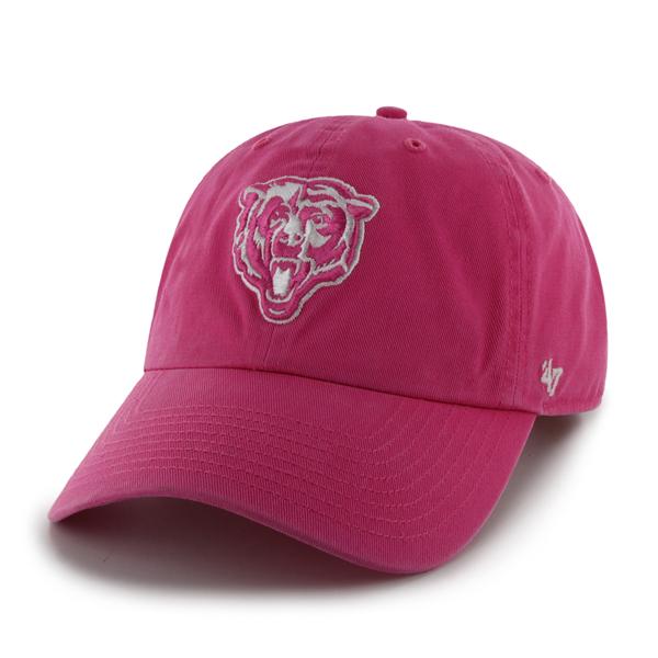 Chicago Bears Youth Pink Bear Face Logo Clean Up Adjustable Hat product image 1, provided for visual reference and product