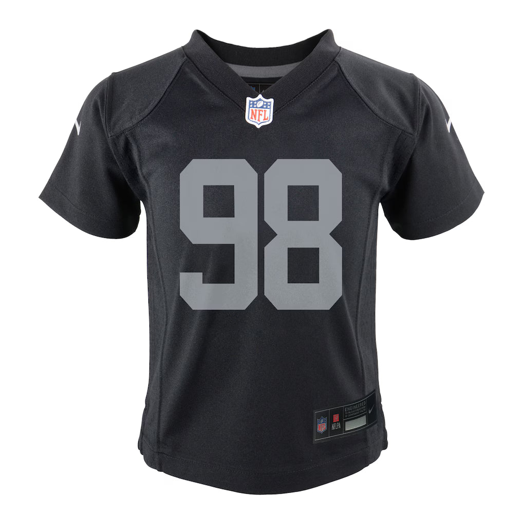 Nike Preschool Las Vegas Raiders Maxx Crosby Game Jersey - Black product image 1, provided for visual reference and product