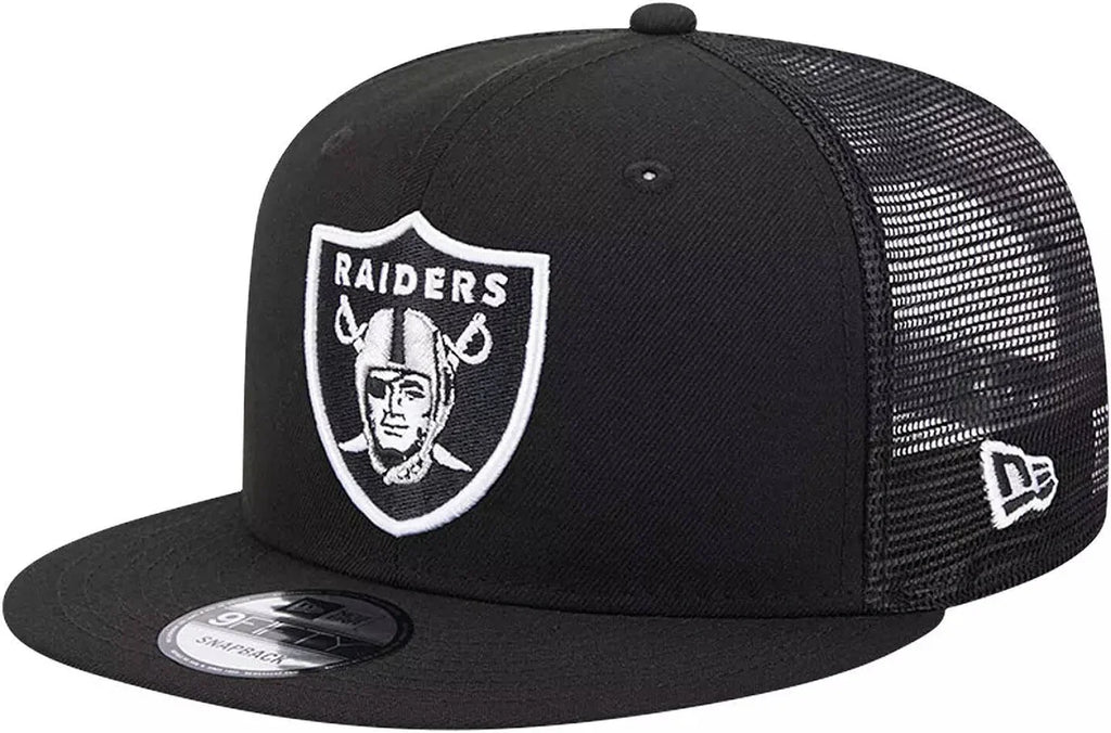 New Era Las Vegas Raiders 9FIFTY Trucker Snapback- Black/White product image 1, provided for visual reference and product