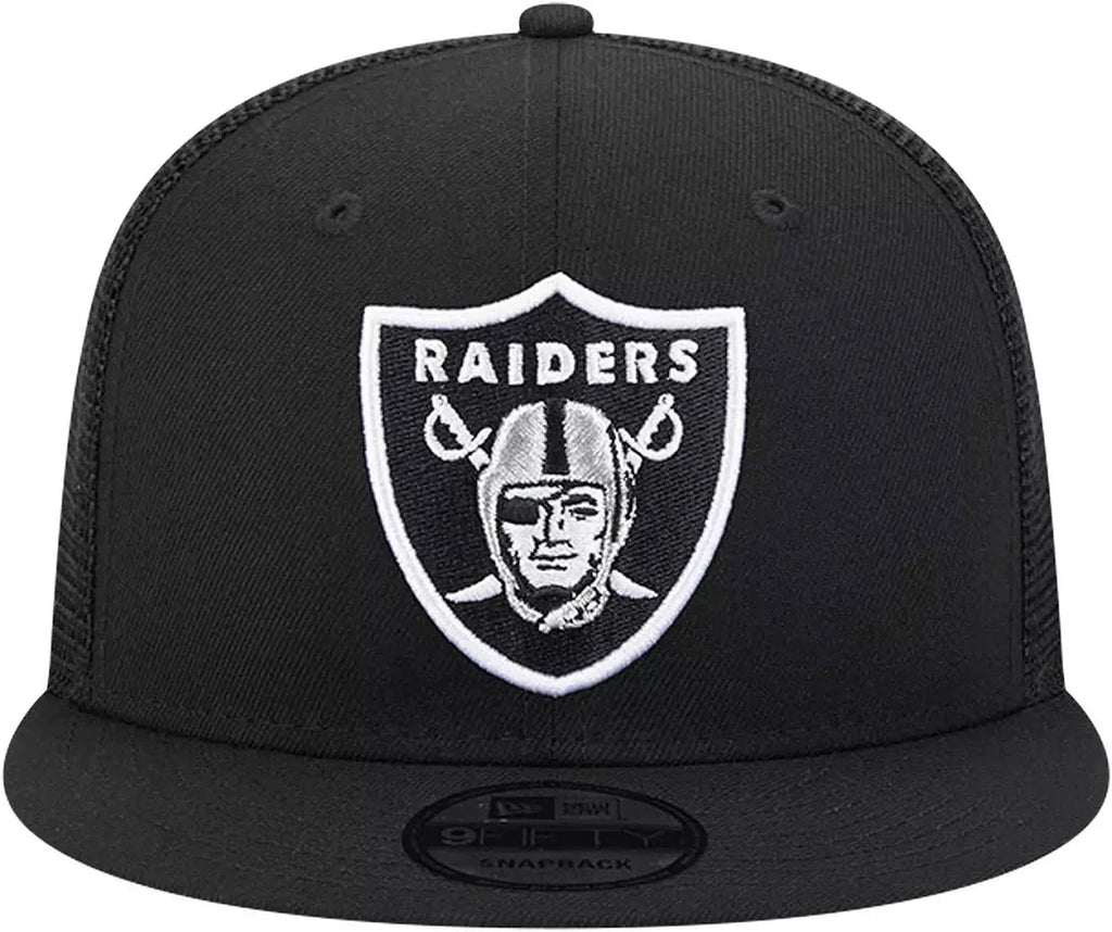 New Era Las Vegas Raiders 9FIFTY Trucker Snapback- Black/White product image 2, provided for visual reference and product