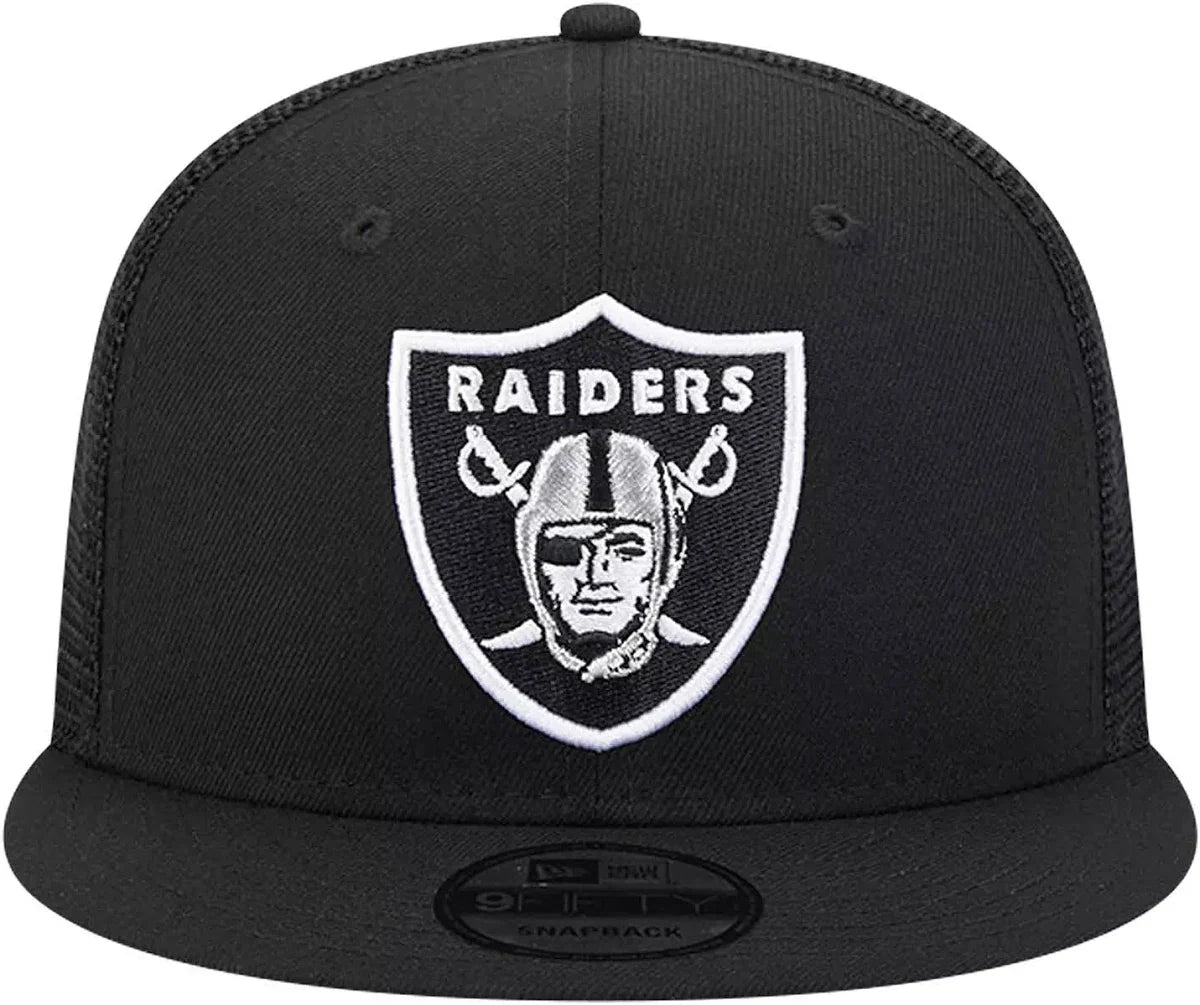 New Era Las Vegas Raiders 9FIFTY Trucker Snapback- Black/White product image 2, provided for visual reference and product