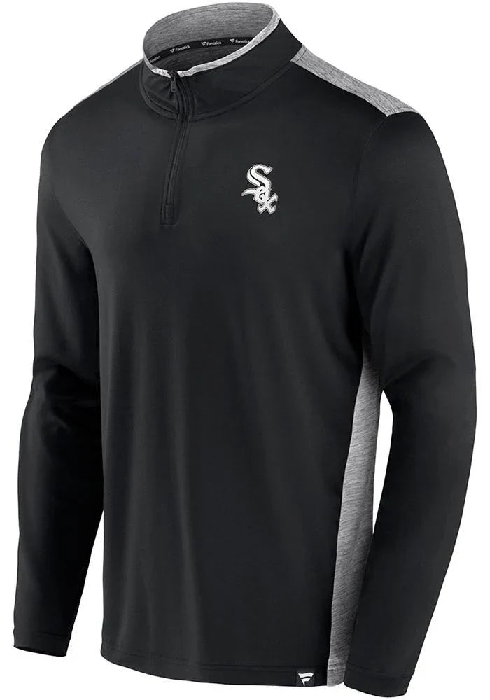 Chicago White Sox Black Iconic Brushed Poly 1/4 Zip Shirt product image 2, provided for visual reference and product detail