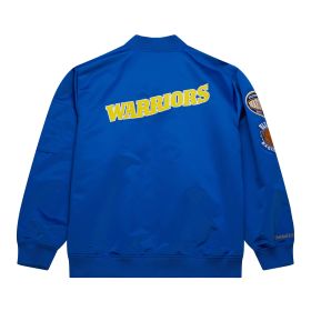 Mitchell & Ness Golden State Warriors Lightweight Satin Bomber Vintage Logo Jacket product image 2, provided for visual