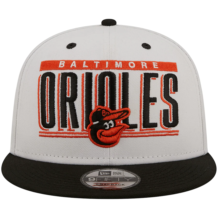 New Era Baltimore Orioles Title 9FIFTY Snapback Hat - White/Black product image 2, provided for visual reference and product