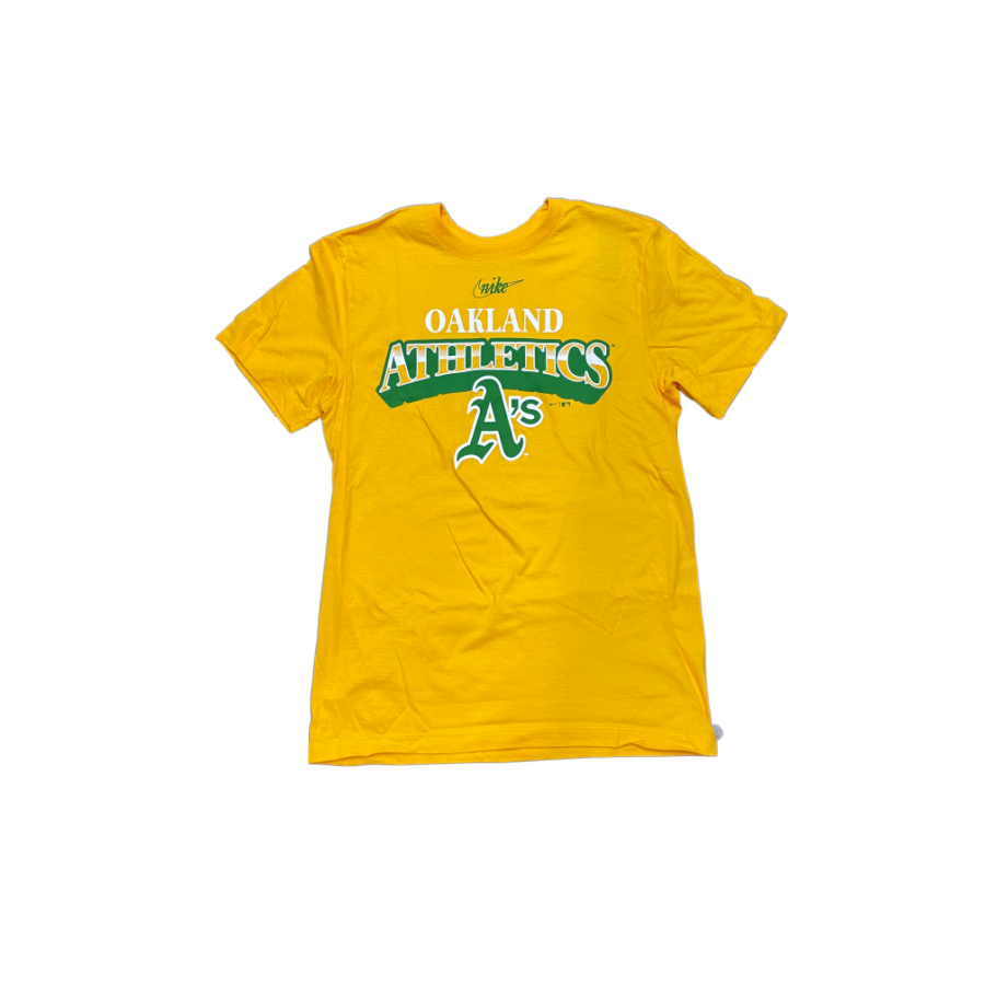Nike Oakland Athletics Cooperstown Collection Rewind T-Shirt - Yellow product image 1, provided for visual reference and