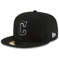 Cleavland Guardians New Era Basic Collection Black Outline Fitted 59Fifty-Black And White product image 1, provided for