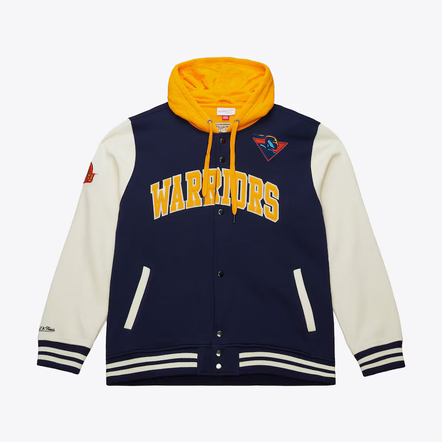Mitchell & Ness Golden State Warriors Courtside Fleece Full-Snap Jacket product image 1, provided for visual reference and