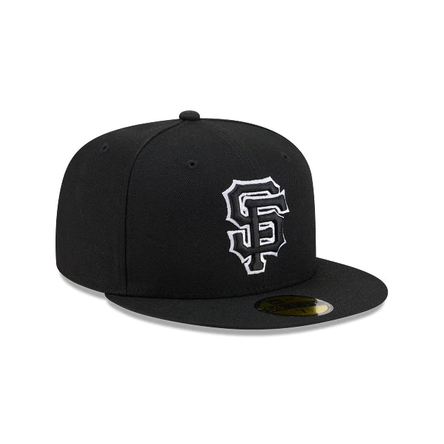 San Francisco Giants Black On Black White Outline 59Fifty Color Basic Fitted product image 1, provided for visual reference