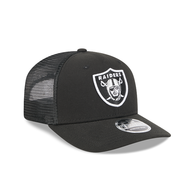 New Era Las Vegas Raiders 9SEVENTY Trucker Stretch-Snap Adjustable Hat- BLACK product image 3, provided for visual reference